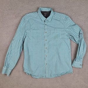 Kenneth Cole Reaction Shirt Men's XL Blue White‎ Plaid Button Down Long Sleeve